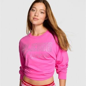 ✨VS Pink bling Sleigh Queen long sleeve campus tee sz XXL NWT